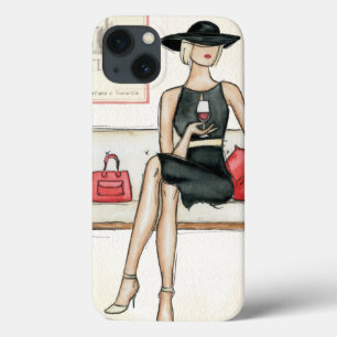 Coques Pour iPhone Une Femme Boit Du Vin Rouge