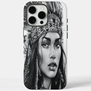 Coques iPhone 16 Pro Max Une féroce guerrière indienne ornée de plumes