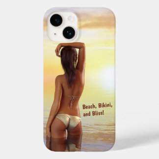 Coque Pour iPhone 14 Une fille en bikini en mer au coucher du soleil