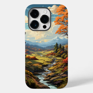 Coque Pour iPhone 14 Pro Une peinture du paysage forestier