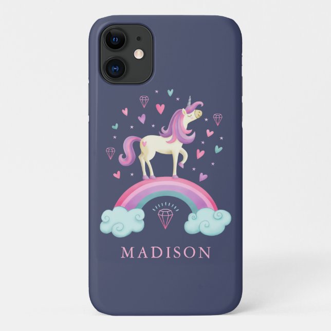 Coques Case-Mate iPhone Unicorne arc-en-ciel magique (Dos)