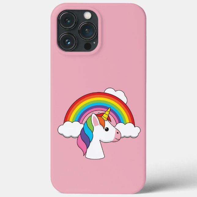 Coques Case-Mate iPhone Unicorne et arc-en-ciel avec nuages Kawaii (Verso)