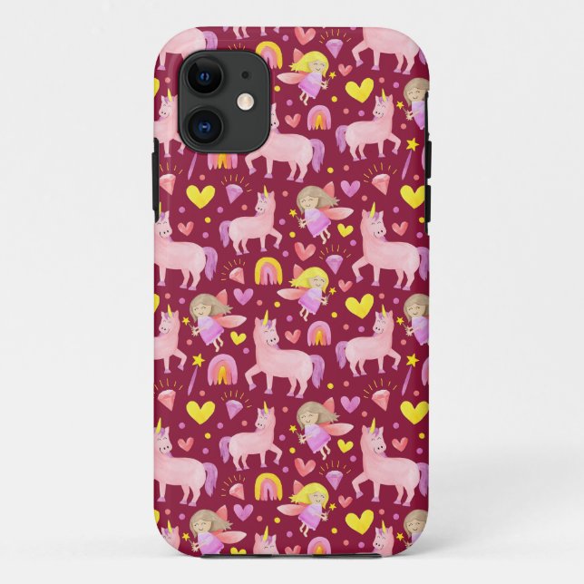 Coques Case-Mate iPhone Unicorne et motif de fée (Dos)