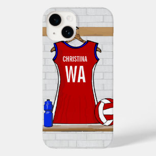 Coques Pour iPhone Uniforme de Custom Netball Red with Blue and White