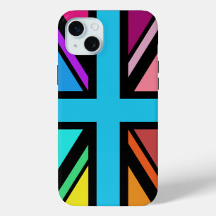 Coque iPhone 15 Mini Union Jack/Drapeau Multicolore+Noir
