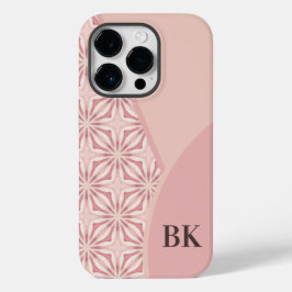 Coque Pour iPhone 14 Pro Unique Feminine Jolie rose Motif géométrique