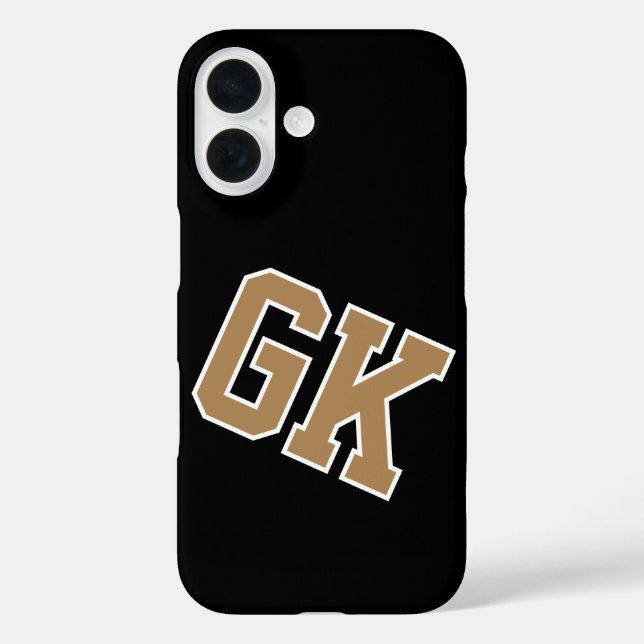 Coques Case-Mate iPhone Université Noir Or Blanc Monogramme Initiales (Verso)