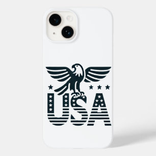 Coque Pour iPhone 14 USA Eagle Patriotic Desig - Style Etoile et Stripe