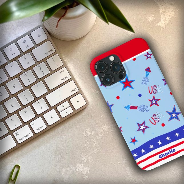 Coques Case-Mate iPhone USA Patriotic Red Blue Stars Rockets Inspirivity (Créateur téléchargé)
