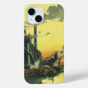Coque Pour iPhone 15 Usine ancienne sur un quai