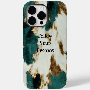 Coque Pour Pour iPhone 14 Pro Max Vache blanche de l'Ouest Emerald Gold