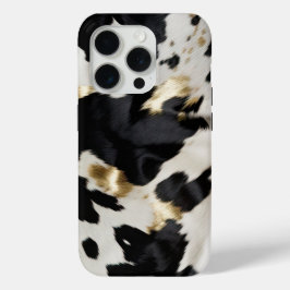 Coque iPhone 15 Pro Vache blanche noire