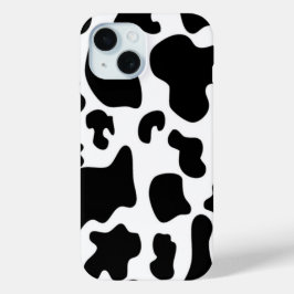 Coque Pour iPhone 15 Vache noire et blanche