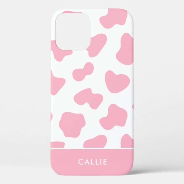 Coques Case-Mate iPhone Vache rose et blanche Imprimer Nom personnalisé (Verso)