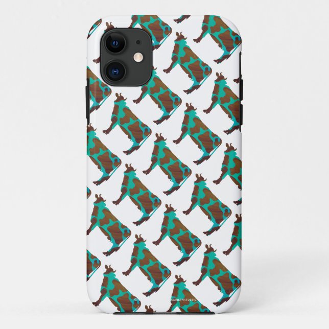 Coques Case-Mate iPhone Vache Silhouette Brown et Turquoise (Dos)