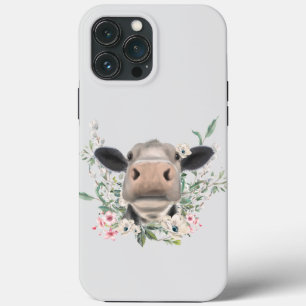Case-Mate iPhone Case vaches nez baiser fleurs aquarelle gris animal de