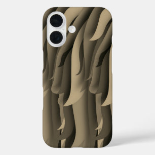 Coques iPhone 16 Vague d'art moderne brun et beige