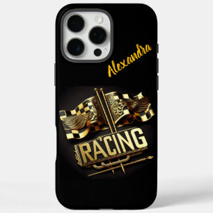 Coques iPhone 16 Pro Max Vague de drapeaux de course à la ligne d'arrivée