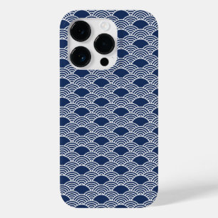 Coque Pour iPhone 14 Pro vagues bleues abstraites de style chinois