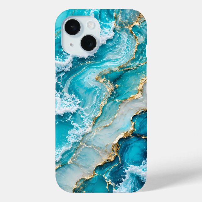 Coques Case-Mate iPhone Vagues de lagon turquoise Abstrait (Verso)