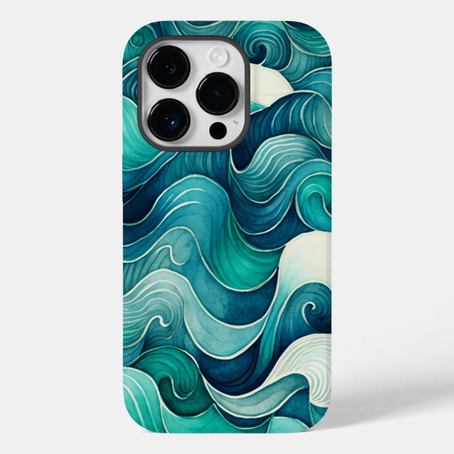 Coques Case-Mate iPhone Vagues de l'océan Abstrait Bleu et Turquoise (Verso)