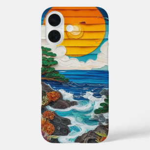 Coques iPhone 16 Vagues de l'océan au coucher du soleil