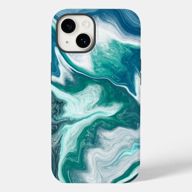 Coques Case-Mate iPhone Vagues de plage turquoise et Turquoise (Verso)
