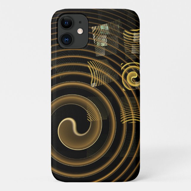 Coques Case-Mate iPhone Vagues dorées hypnotiques Art abstrait moderne (Dos)