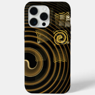 Coque iPhone 15 Pro Max Vagues dorées hypnotiques Art abstrait moderne