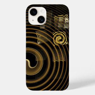 Coque Pour iPhone 14 Vagues dorées hypnotiques Art abstrait moderne