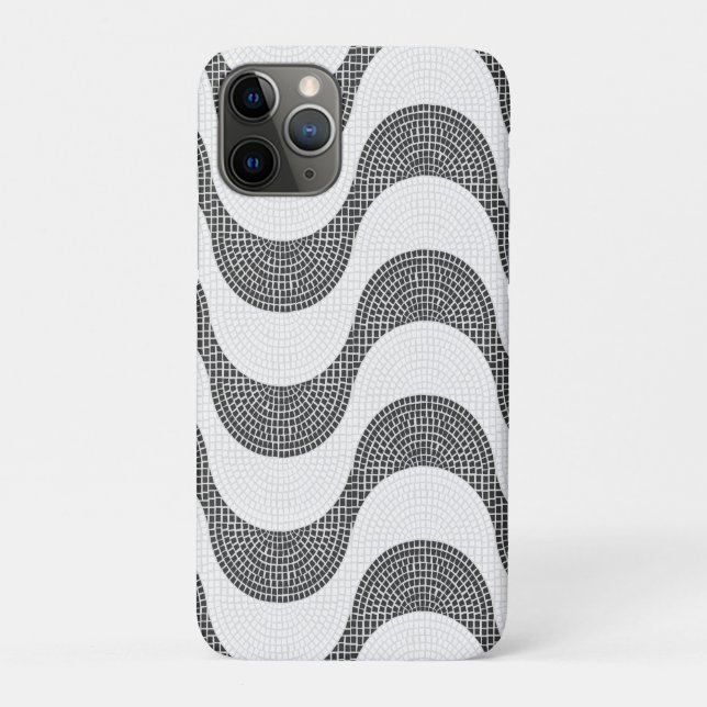 Coques Case-Mate iPhone vagues noires et blanches en pavé portugais (Dos)