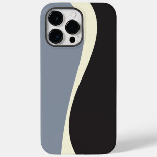 Coque Pour Pour iPhone 14 Pro Max Vagues simples 2 en noir, gris et crème