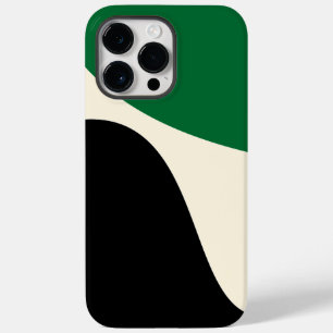 Coque Pour Pour iPhone 14 Pro Max Vagues simples 4 en vert, crème et noir