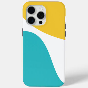 Coque iPhone 15 Pro Max Vagues simples 4 - Turquoise et Jaune