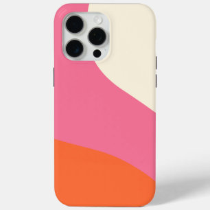 Coque iPhone 15 Pro Max Vagues simples - rose, orange et crème
