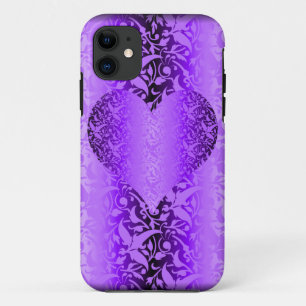 Etui iPhone Case-Mate valentine de coeur pourpre de damassé