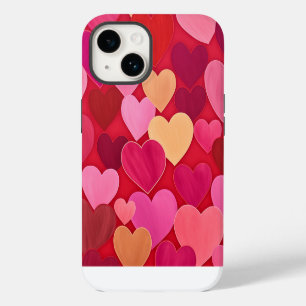 Coque Pour iPhone 14 Valentine Love Hearts Rose Red