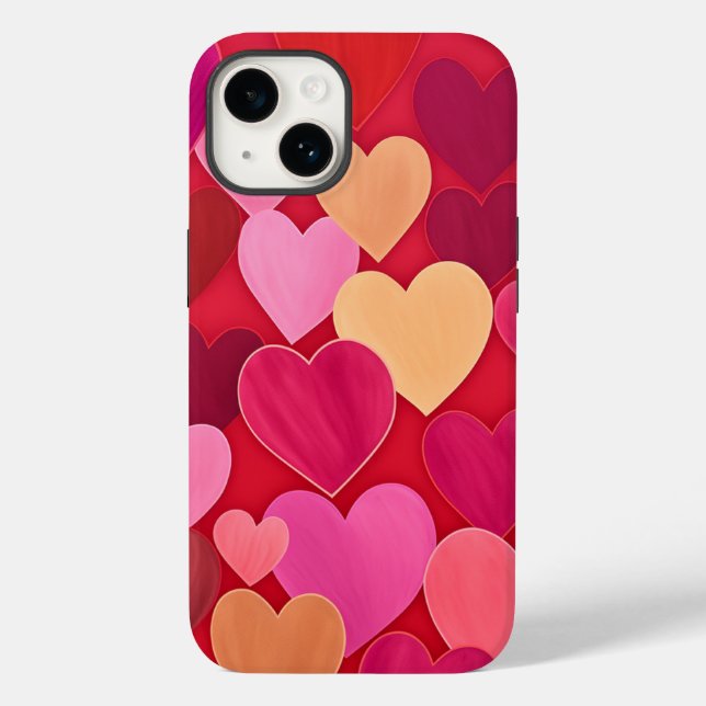 Coques Case-Mate iPhone Valentine Love Hearts Rose Red (Verso)