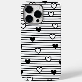 Coque Pour Pour iPhone 14 Pro Max Valentines Jour Coeurs Noir Blanc Grandes Motif