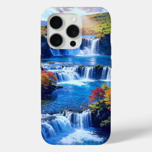 Coque iPhone 15 Pro Vallée en cascade ensoleillée 001