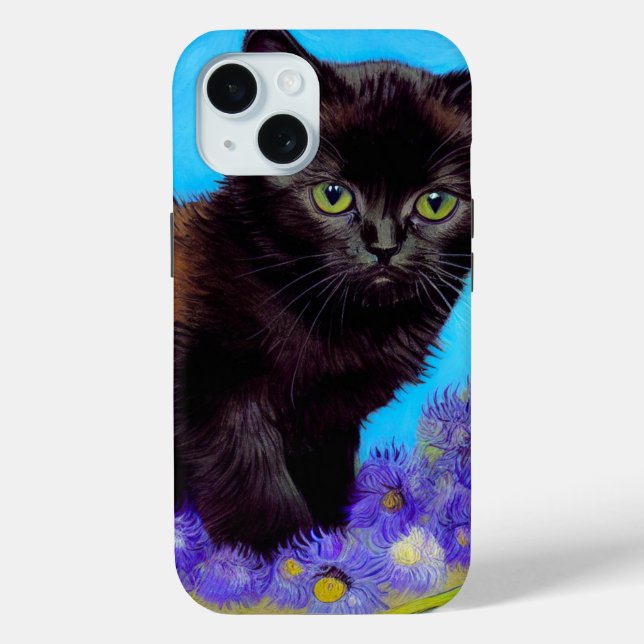 Coques Case-Mate iPhone Van Gogh Chat et fleurs (Verso)