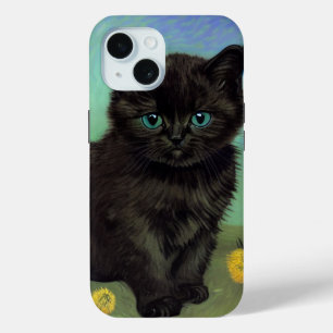 Coque Pour iPhone 15 Van Gogh Chat noir Fleurs jaunes