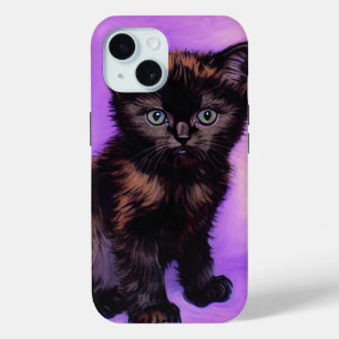 Coque Pour iPhone 15 Van Gogh Style Chat pourpre