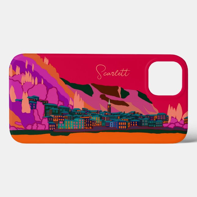 Coques Case-Mate iPhone Varenna at Night Como Italie Illustration Travel (Verso (horizontal))