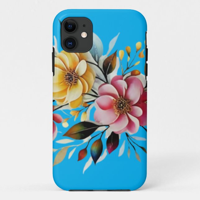 Coques Case-Mate iPhone vecteur d'art floral rose pastel (Dos)