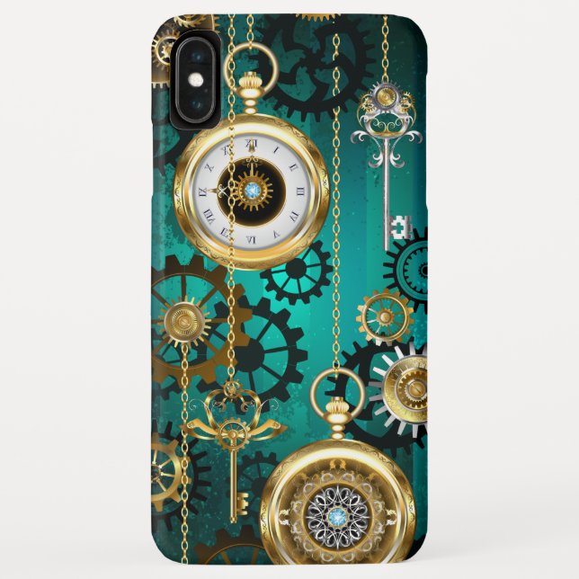 Coques Case-Mate iPhone Veille bijoux Steampunk sur un Arrière - plan vert (Dos)