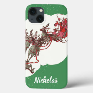 Case-Mate iPhone Case Veille de Noël vintage, Père Noël rétro dans son t