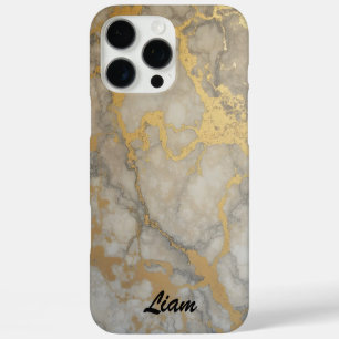 Coques iPhone 16 Pro Max Veines d'or en marbre gris