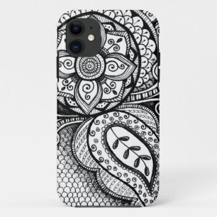 Etui iPhone Case-Mate Velours noir blanc Damas Dreamcatcher Mandala Art