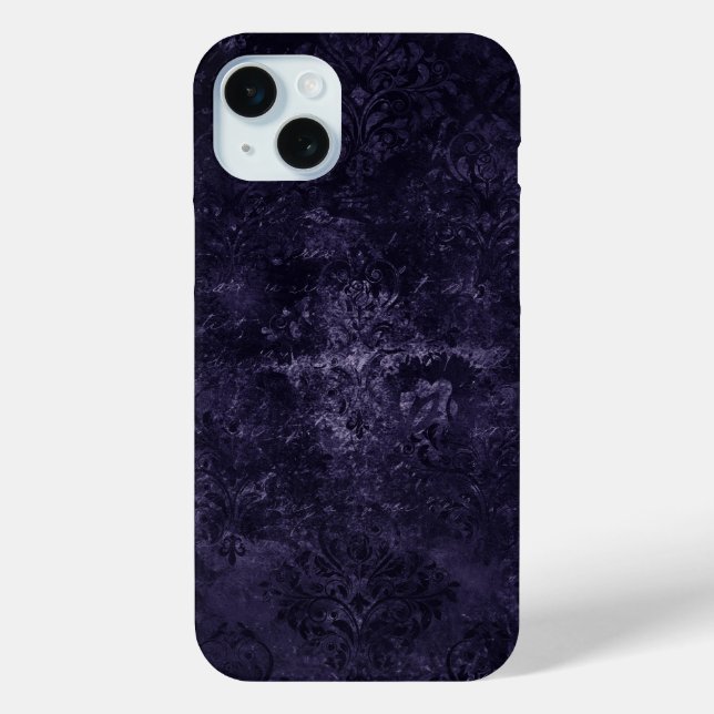 Coques Case-Mate iPhone Velvety Midnight Damask | Indigo Purple Grunge (Verso)